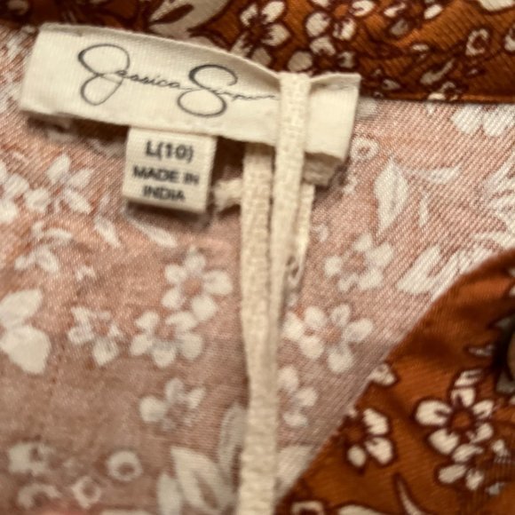 Jessica Simpson NWT Girl's Rust Floral Elastic Waist Blouse (nwt / L (10) - Picture 9 of 16